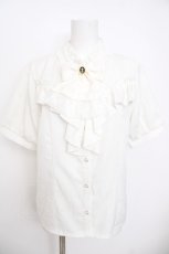画像1: axes femme / リボン×ジャボブローチブラウス L 生成り Y-26-07-09-054-AX-BL-SZ-ZY (1)