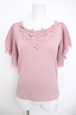 画像1: axes femme / お花モチーフリブニット M ピンク Y-26-07-09-058-AX-TO-SZ-ZY (1)