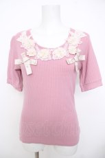 画像1: axes femme / フラワーリボンテレコTシャツ M ピンク Y-26-07-09-059-AX-TO-SZ-ZY (1)