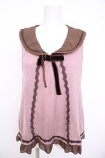 画像1: axes femme / セーラーカラー風配色ノースリトップス M アワピンク Y-26-07-09-061-AX-TO-SZ-ZY (1)