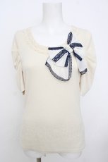画像1: axes femme / シフォンリボン半袖トップス M 生成り Y-26-07-09-074-AX-TO-SZ-ZY (1)