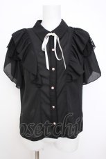 画像1: axes femme POETIQUE / チューリップスリーブブラウス M 黒 Y-26-07-09-076-AX-BL-SZ-ZY (1)