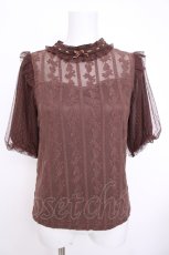画像1: axes femme POETIQUE / プチスタンド縦柄レースプルオーバー M 茶 Y-26-07-09-080-AX-TO-SZ-ZY (1)