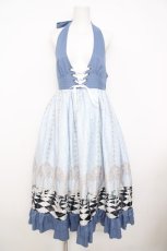 画像1: axes femme POETIQUE / チェスボードホルターワンピース M サックス Y-26-07-09-090-AX-SK-SZ-ZY (1)