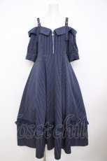 画像1: axes femme / ストライプオフショルワンピース F 紺 Y-26-07-09-095-AX-OP-SZ-ZY (1)