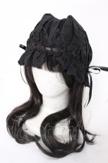 画像1: Kurumi Collaboration / CLK＊フリルキャップ  濃黒 Y-26-07-09-010-LO-AC-SZ-ZY (1)
