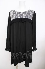 画像1: axes femme / レース配色Aラインワンピース M 黒 Y-26-07-09-099-AX-OP-SZ-ZY (1)