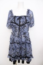 画像1: axes femme / バードケージ柄シフォンシャーリングワンピース M パープル Y-26-07-09-100-AX-OP-SZ-ZY (1)