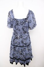 画像2: axes femme / バードケージ柄シフォンシャーリングワンピース M パープル Y-26-07-09-100-AX-OP-SZ-ZY (2)