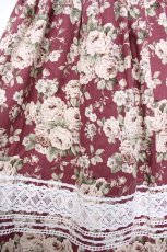 画像4: marchen romanTica / オールドローズ・ミルフィーユワンピース  ワイン Y-26-07-09-113-LO-OP-SZ-ZY (4)
