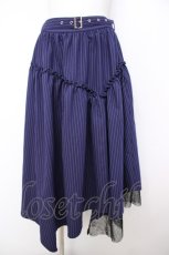 画像1: axes femme POETIQUE / ベルト付きイレヘムロングスカート M 紺 Y-26-07-09-132-AX-SK-SZ-ZY (1)