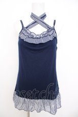 画像1: axes femme / ストライプシフォンリボンキャミソール M 紺 Y-26-07-09-027-AX-TO-SZ-ZY (1)