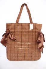 画像1: Maison de FLEUR / chocolateチェックダブルリボントート F ブラウン Y-26-07-11-058-LO-BG-SZ-ZT0727Y (1)