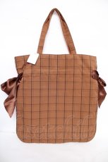 画像2: Maison de FLEUR / chocolateチェックダブルリボントート F ブラウン Y-26-07-11-058-LO-BG-SZ-ZT0727Y (2)