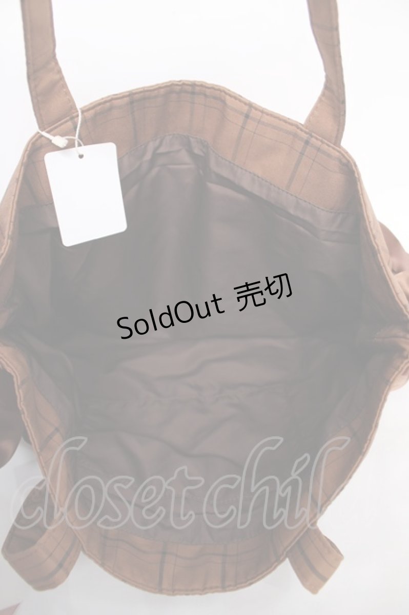 画像3: Maison de FLEUR / chocolateチェックダブルリボントート F ブラウン Y-26-07-11-058-LO-BG-SZ-ZT0727Y (3)