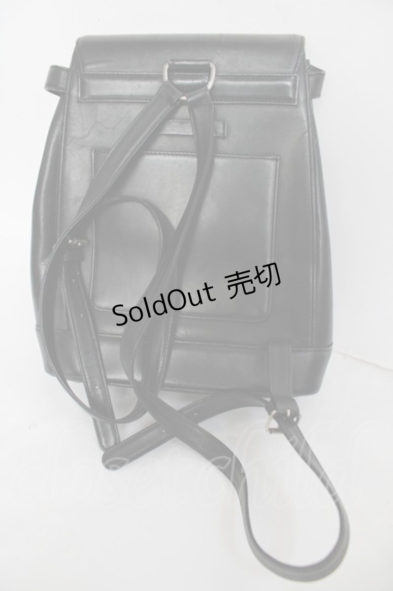 画像3: Jean Paul GAULTIER / メタルロゴプレート付きレザーリュック  ブラック Y-26-07-11-062-GO-BG-SZ-ZT273 (3)