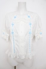 画像1: BABY,THE STARS SHINE BRIGHT / シェリルレーシィブラウス  シロ サックス Y-26-07-11-066-BA-BL-IG-ZY (1)