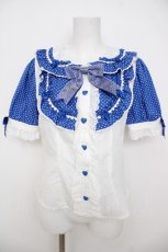 画像1: BABY,THE STARS SHINE BRIGHT / Sweetheart Parfaiteriaカフェブラウス  白×ネイビー Y-26-07-11-068-BA-BL-SZ-ZS (1)
