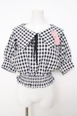 画像1: Maison de FLEUR Petite Robe / BIGカラーギンガムプルブラウス F クロ Y-26-07-11-078-LO-BL-OW-ZS (1)