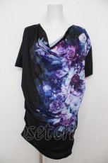 画像1: CIVARIZE / モードドレープフラワーTシャツ 44 ブラック×ブルー Y-26-07-11-084-PU-TS-SZ-ZS (1)