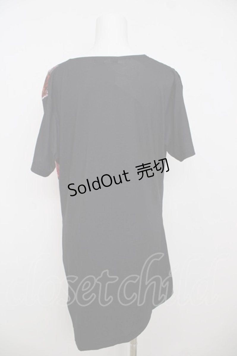 画像2: CIVARIZE / モードドレープフラワーTシャツ 44 ブラック×レッド Y-26-07-11-085-PU-TS-SZ-ZS (2)