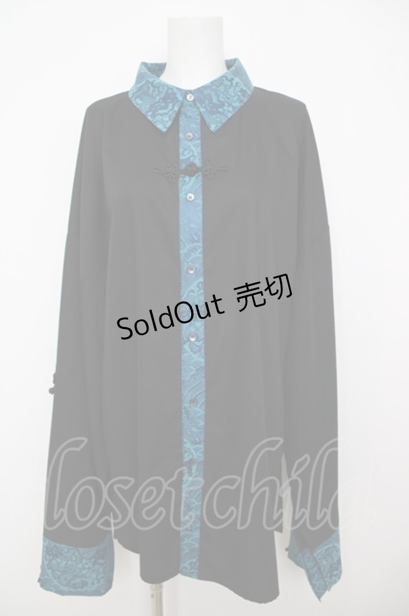 画像1: Deorart / Chinese Gang Shirt M ブラック×ブルー Y-26-07-11-088-PU-BL-SZ-ZY (1)