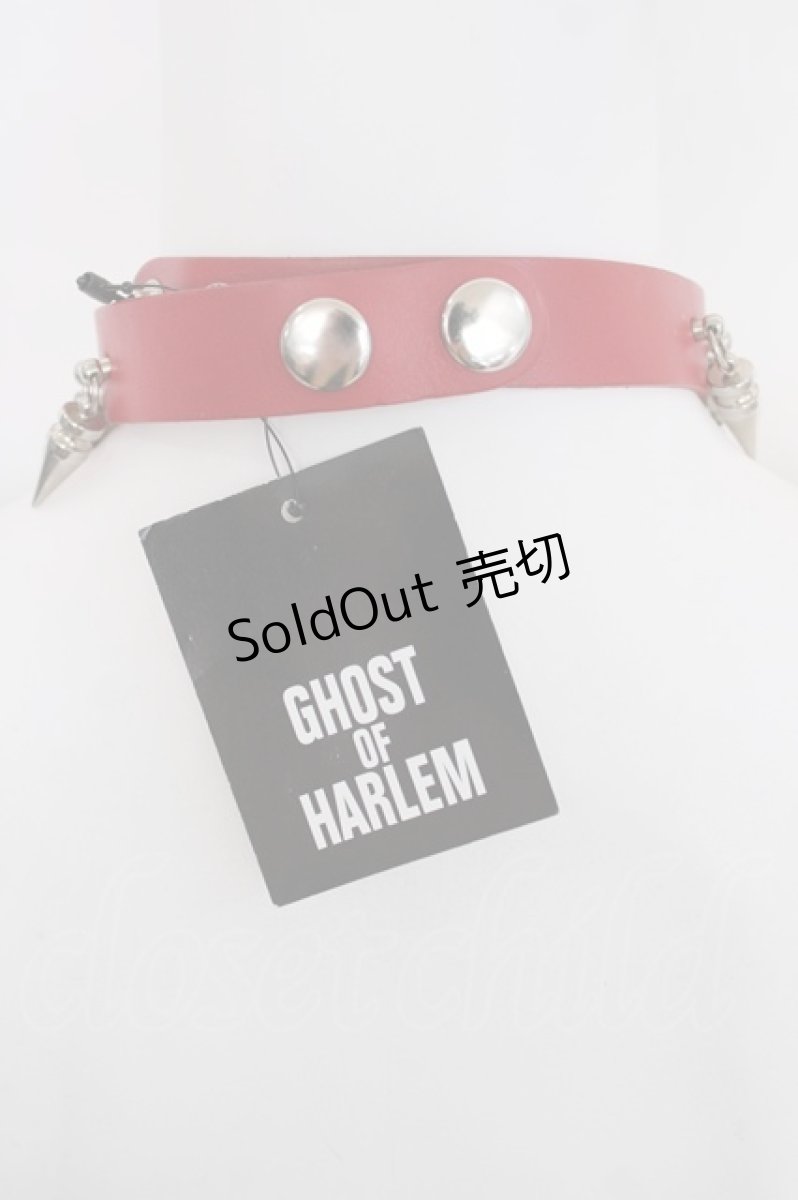 画像2: GHOST of HARLEM / メタルクロスチェーン付きスタッズチョーカー  赤 Y-26-07-11-011-PU-AC-SZ-ZY (2)