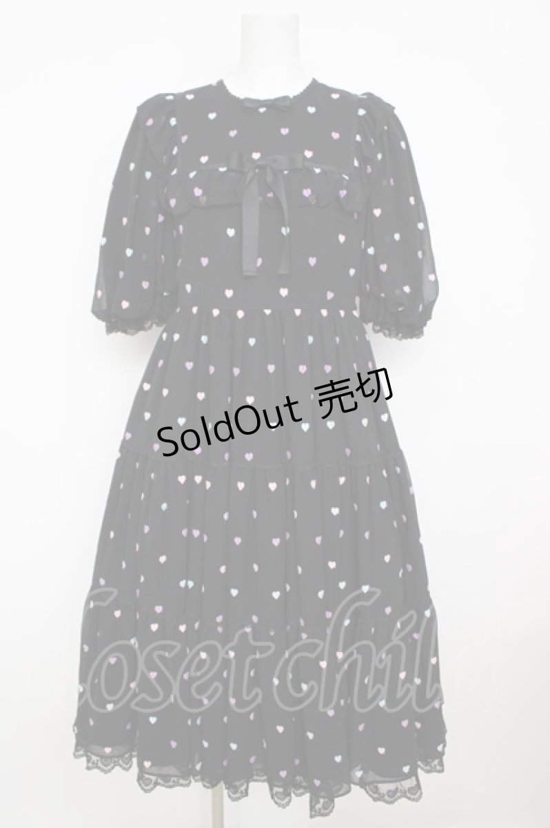画像1: Angelic Pretty / Candy Petit Heartワンピース  黒 Y-26-07-11-102-AP-OP-SA-ZS (1)