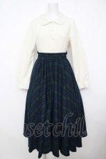 画像1: Favorite / 英国チェックのお嬢様上品ワンピース M グリーン Y-26-07-11-122-LO-OP-SZ-ZS (1)