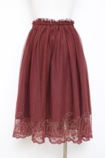 画像1: F&A / 裾刺繍チュールスカート  ワイン Y-26-07-11-133-CA-SK-SZ-ZY (1)