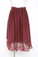 画像2: F&A / 裾刺繍チュールスカート  ワイン Y-26-07-11-133-CA-SK-SZ-ZY (2)
