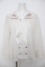 画像1: axes femme / sajou刺繍入Wボタンブラウス M 生成り Y-26-07-13-041-AX-BL-SZ-ZY (1)