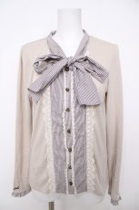 画像1: axes femme / ストライプブラウス風プルオーバー M ベージュ Y-26-07-13-065-AX-TO-SZ-ZY (1)