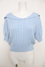画像1: Fickle Bebe / セーラーショートニット F ブルーグレー Y-26-07-13-070-LO-TO-SZ-ZY (1)