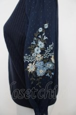 画像3: axes femme / 袖チュール刺繍トップス F 紺 Y-26-07-13-073-AX-TO-SZ-ZY (3)