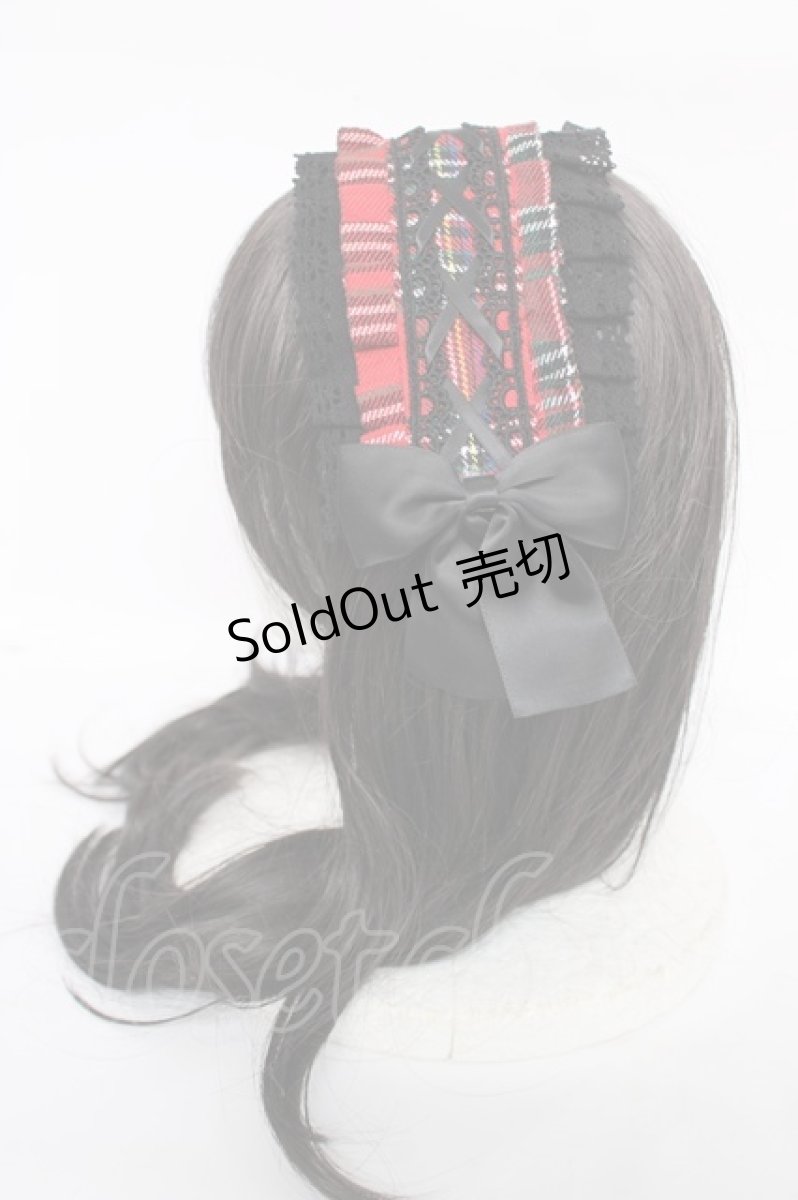 画像2: Jamie エーエヌケー / チェックヘッドドレス  ブラック Y-26-07-13-010-LO-AC-SZ-ZY (2)