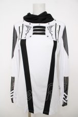 画像1: Ozz conte / メッシュ切り替えハイネックリブトップス  白×黒 Y-26-07-13-083-OO-TO-SZ-ZY (1)