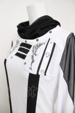 画像3: Ozz conte / メッシュ切り替えハイネックリブトップス  白×黒 Y-26-07-13-083-OO-TO-SZ-ZY (3)