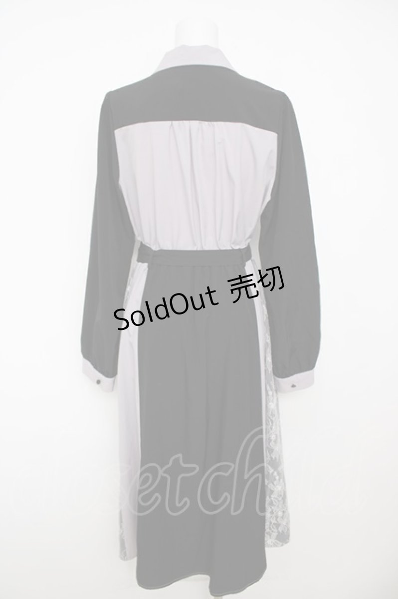 画像2: axes femme / レース切替配色シャツワンピース F 黒×ラベンダー Y-26-07-13-099-AX-OP-SZ-ZY (2)