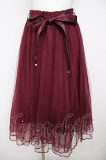 画像1: axes femme POETIQUE / パールデザインチュールスカート M ワイン Y-26-07-13-118-AX-SK-SZ-ZY (1)