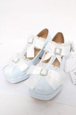 画像1: Lovely Tency / MAフリルリボンパンプス S サックス Y-26-07-13-033-LO-SH-SZ-ZY (1)