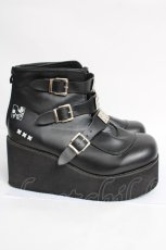 画像4: NieR Clothing / 3BELT厚底ブーツ 表記なし 黒 Y-26-07-15-041-PU-SH-SZ-ZY (4)