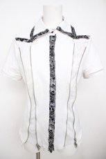 画像1: Ozz oneste / チャイナフロントジップデザインシャツ  白 Y-26-07-15-072-OO-BL-SZ-ZY (1)