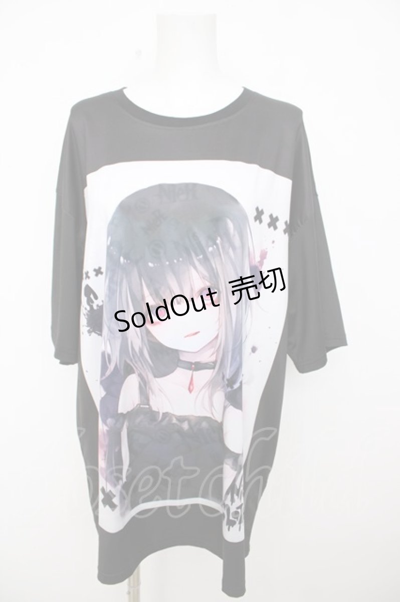 画像1: NieR Clothing / 擬人化プリントBIG Tシャツ F 黒 Y-26-07-15-102-PU-TS-SZ-ZY (1)