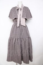 画像1: axes femme POETIQUE / チェックケープデザインワンピース  チャコール Y-26-07-15-112-AX-OP-SZ-ZY (1)
