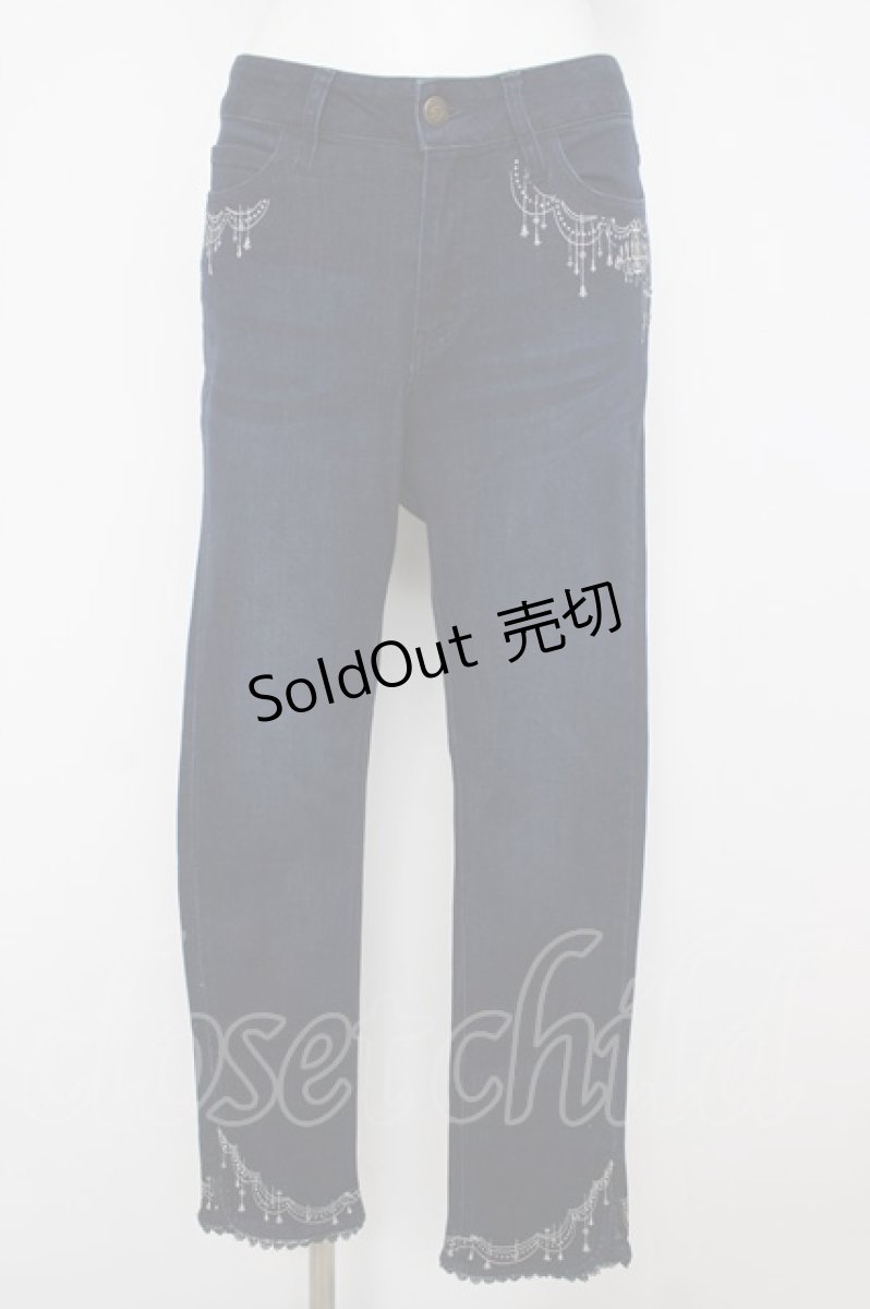 画像1: axes femme / シャンデリア刺繍デニムパンツ M ブルー Y-26-07-15-135-AX-PA-SZ-ZI (1)