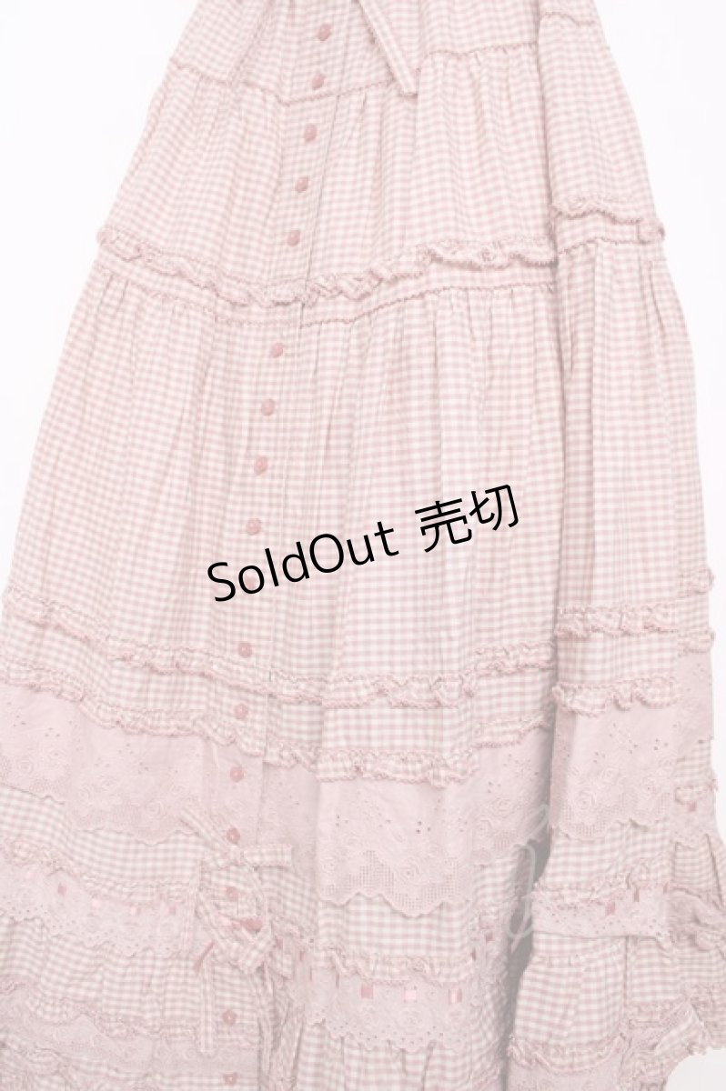 画像3: PINK HOUSE / 綿レース使いアンティークギンガムスカート F ピンク Y-26-07-15-160-LO-SK-SZ-ZY (3)