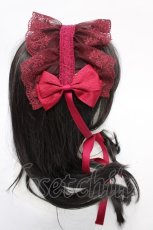 画像3: ATELIER PIERROT / レースリボンヘッドドレス  ワイン Y-26-07-15-021-EL-AC-SZ-ZY (3)