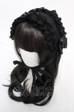 画像1: ATELIER PIERROT / レースフリルヘッドドレス  ブラック Y-26-07-15-024-EL-AC-SZ-ZY (1)