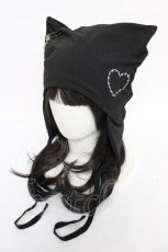 画像1: ACDC RAG / WING HEART ネコミミハット  黒 Y-26-07-15-025-PU-AC-SZ-ZY (1)